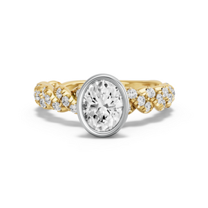 Image for Oval Classic Bezel Ring with Twist Pave band