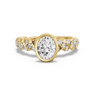 Image for Oval Classic Bezel Ring with Twist Pave band