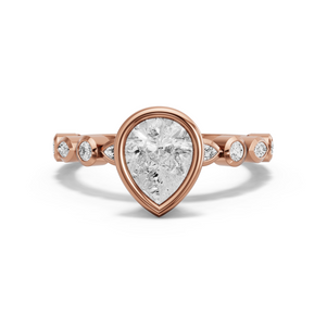 Image for Pear Classic Bezel Ring with Alternating Marquise band