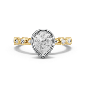 Image for Pear Classic Bezel Ring with Alternating Marquise band in 18K Two Tone Yellow Gold