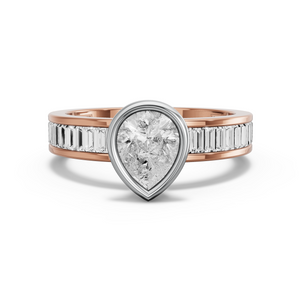 Image for Pear Classic Bezel Ring with Baguette Channel band