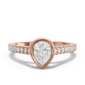 Image for Pear Classic Bezel Ring with Cathedral Pave band