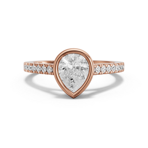 Image for Pear Classic Bezel Ring with Cathedral Pave band