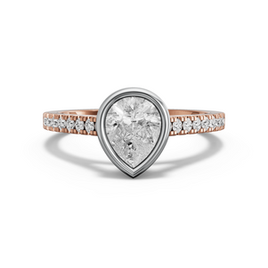 Image for Pear Classic Bezel Ring with Cathedral Pave band