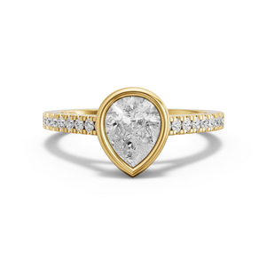Image for Pear Classic Bezel Ring with Cathedral Pave band