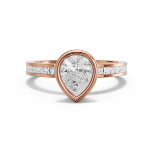 Image for Pear Classic Bezel Ring with Channel band