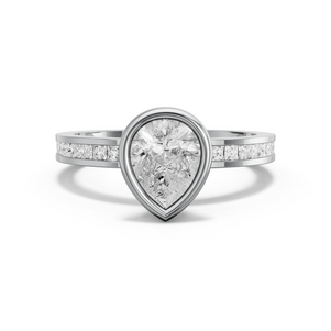 Image for Pear Classic Bezel Ring with Channel band