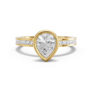 Image for Pear Classic Bezel Ring with Channel band