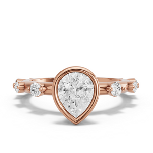 Image for Pear Classic Bezel Ring with Floating Station band