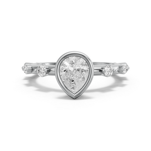 Image for Pear Classic Bezel Ring with Floating Station band