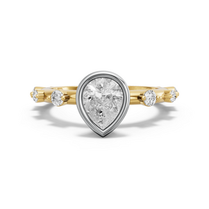 Image for Pear Classic Bezel Ring with Floating Station band