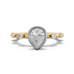 Image for Pear Classic Bezel Ring with Floating Station band in 14K Two Tone Yellow Gold
