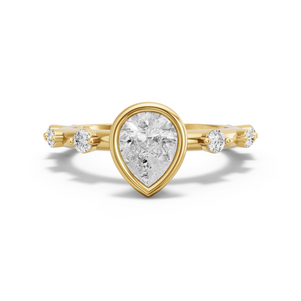 Image for Pear Classic Bezel Ring with Floating Station band