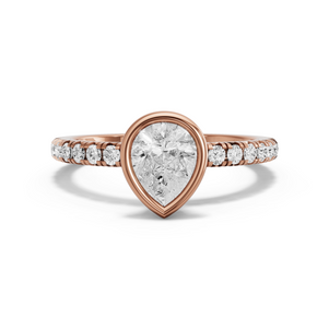 Image for Pear Classic Bezel Ring with French Pave band