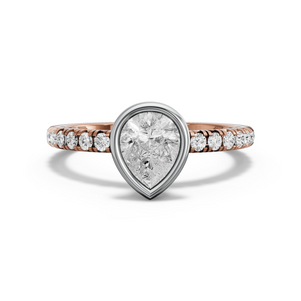 Image for Pear Classic Bezel Ring with French Pave band