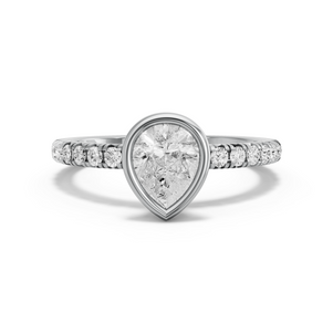 Image for Pear Classic Bezel Ring with French Pave band