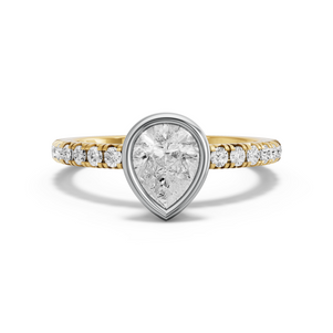 Image for Pear Classic Bezel Ring with French Pave band