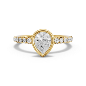 Image for Pear Classic Bezel Ring with French Pave band
