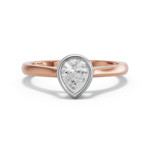 Image for Pear Classic Bezel Ring with Knife Edge Cathedral band