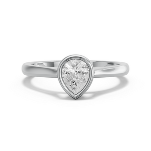 Image for Pear Classic Bezel Ring with Knife Edge Cathedral band