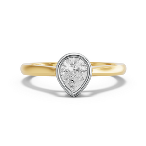 Image for Pear Classic Bezel Ring with Knife Edge Cathedral band in 14K Two Tone Yellow Gold