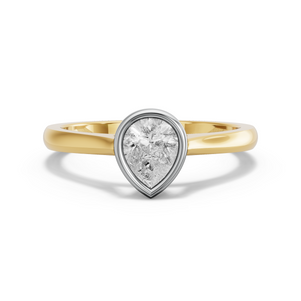 Image for Pear Classic Bezel Ring with Knife Edge Cathedral band