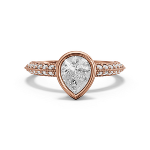Image for Pear Classic Bezel Ring with Knife Edge Pave band