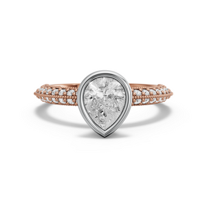 Image for Pear Classic Bezel Ring with Knife Edge Pave band