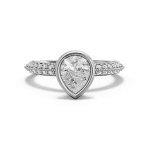 Image for Pear Classic Bezel Ring with Knife Edge Pave band