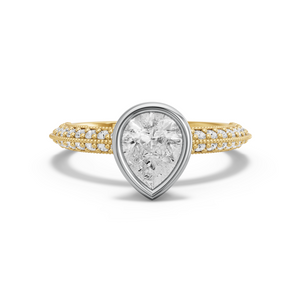 Image for Pear Classic Bezel Ring with Knife Edge Pave band
