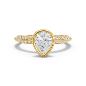 Image for Pear Classic Bezel Ring with Knife Edge Pave band