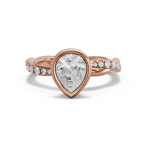 Image for Pear Classic Bezel Ring with Rope Pave band