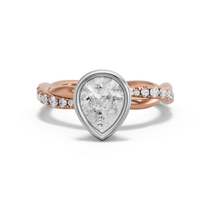 Image for Pear Classic Bezel Ring with Rope Pave band