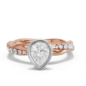 Image for Pear Classic Bezel Ring with Rope Pave band
