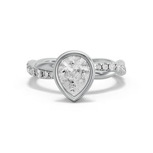 Image for Pear Classic Bezel Ring with Rope Pave band