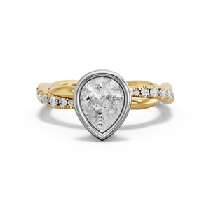 Image for Pear Classic Bezel Ring with Rope Pave band