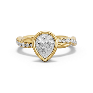 Image for Pear Classic Bezel Ring with Rope Pave band
