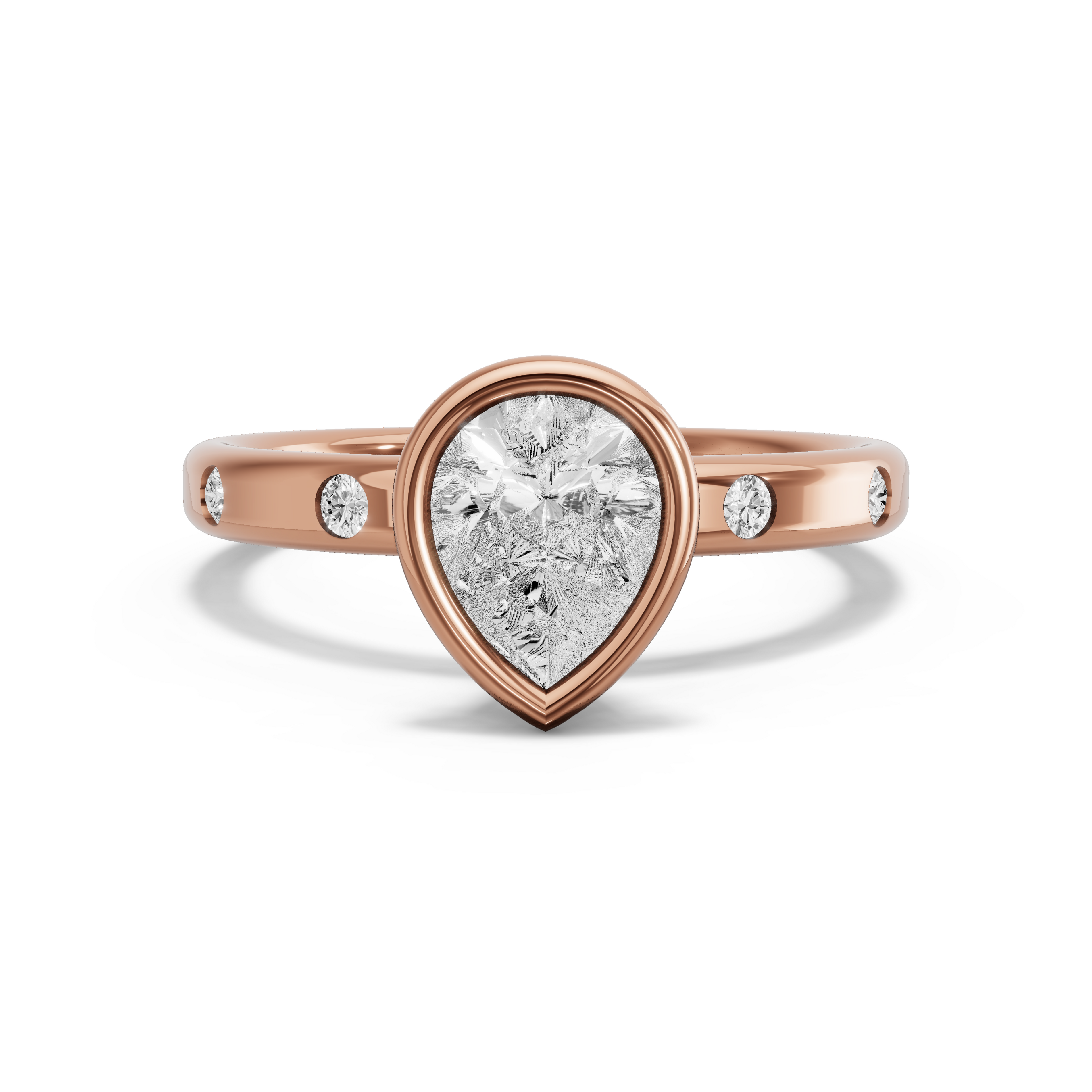 Image for Pear Classic Bezel Ring with Sleek Accent band