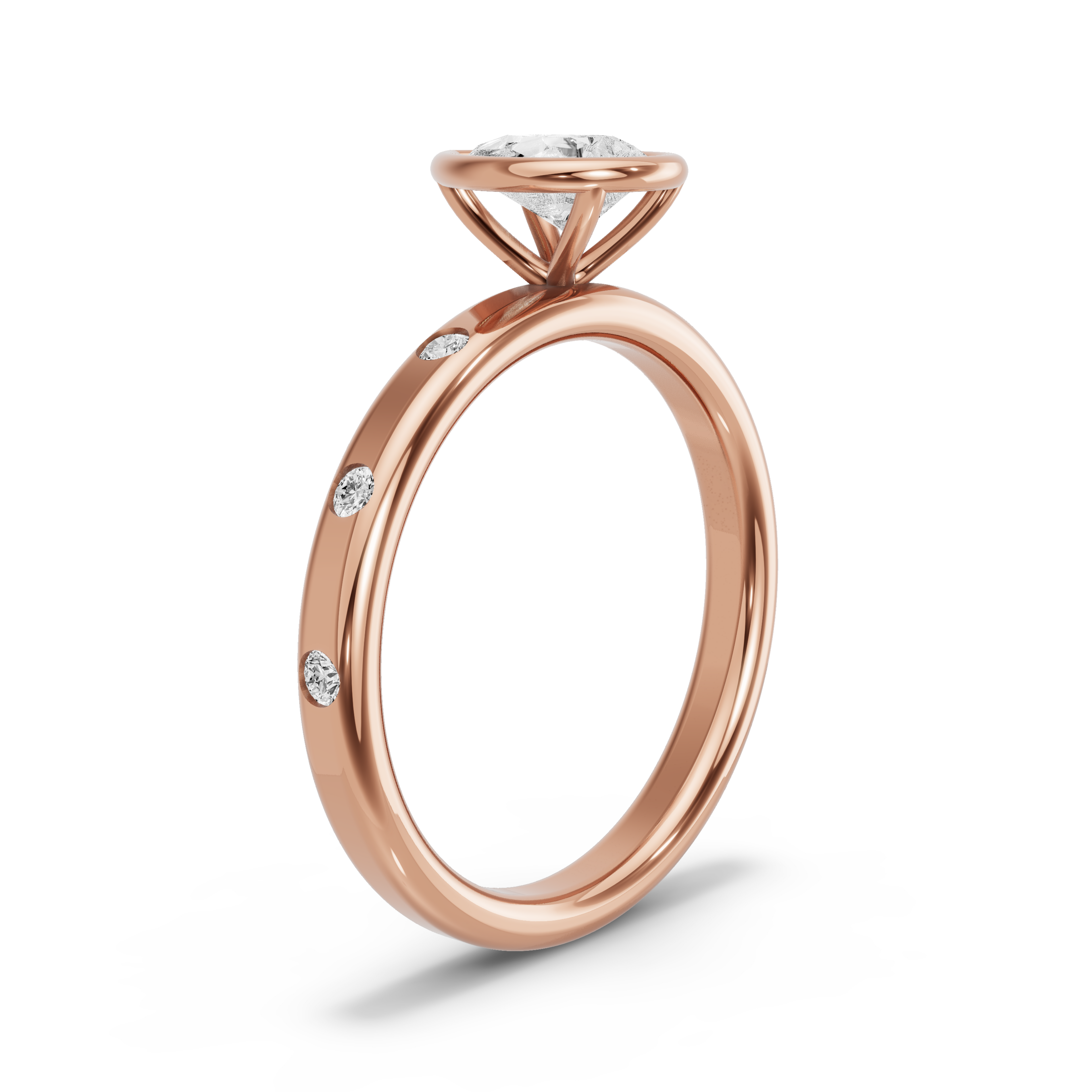 Image for Pear Classic Bezel Ring with Sleek Accent band