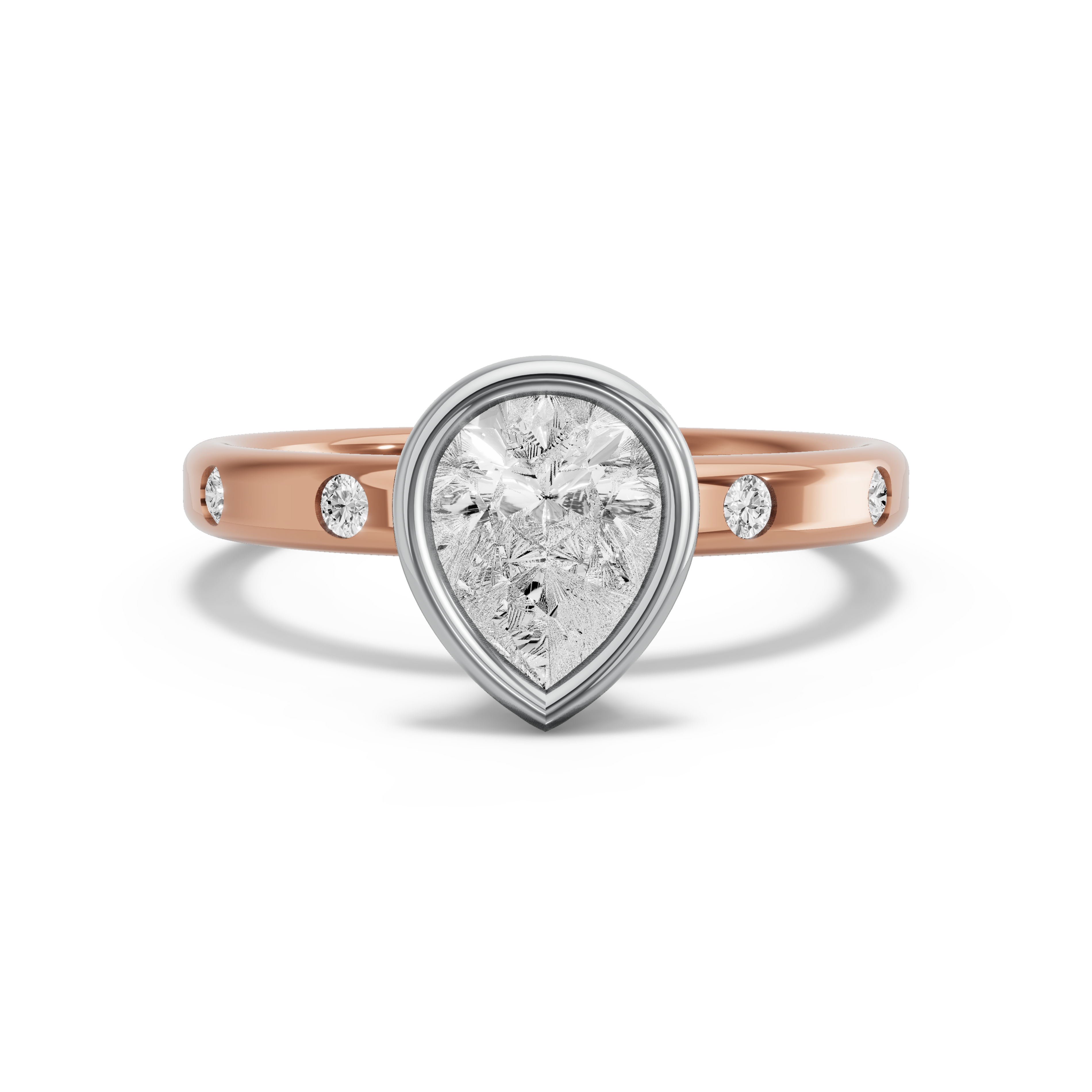 Image for Pear Classic Bezel Ring with Sleek Accent band
