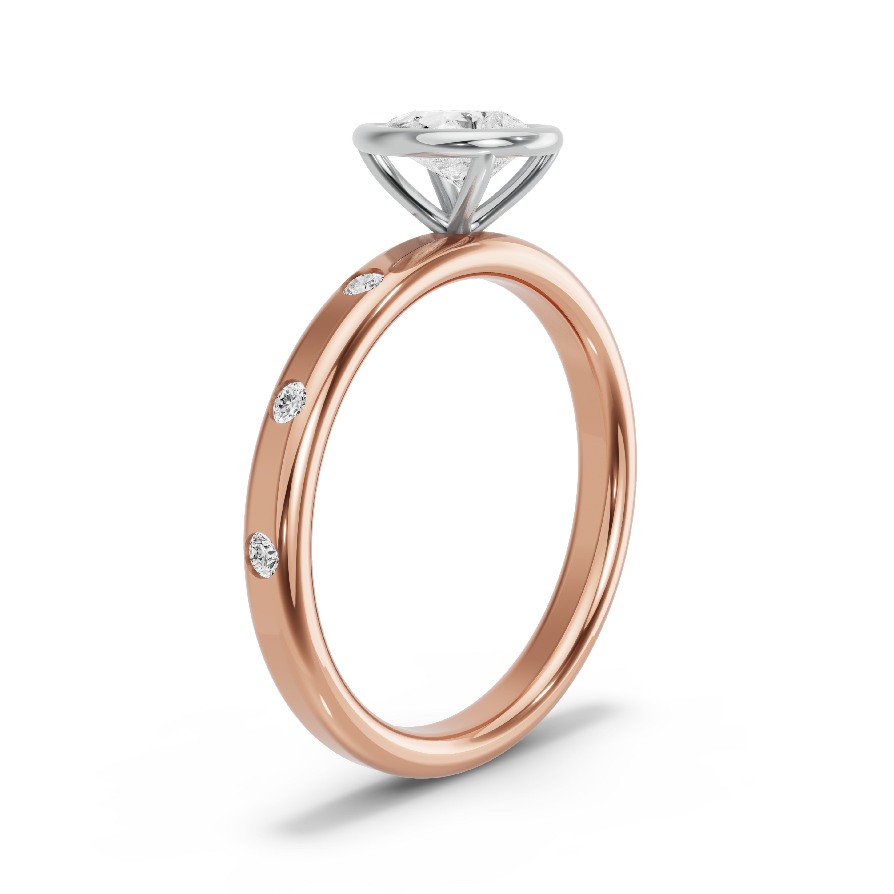 Image for Pear Classic Bezel Ring with Sleek Accent band