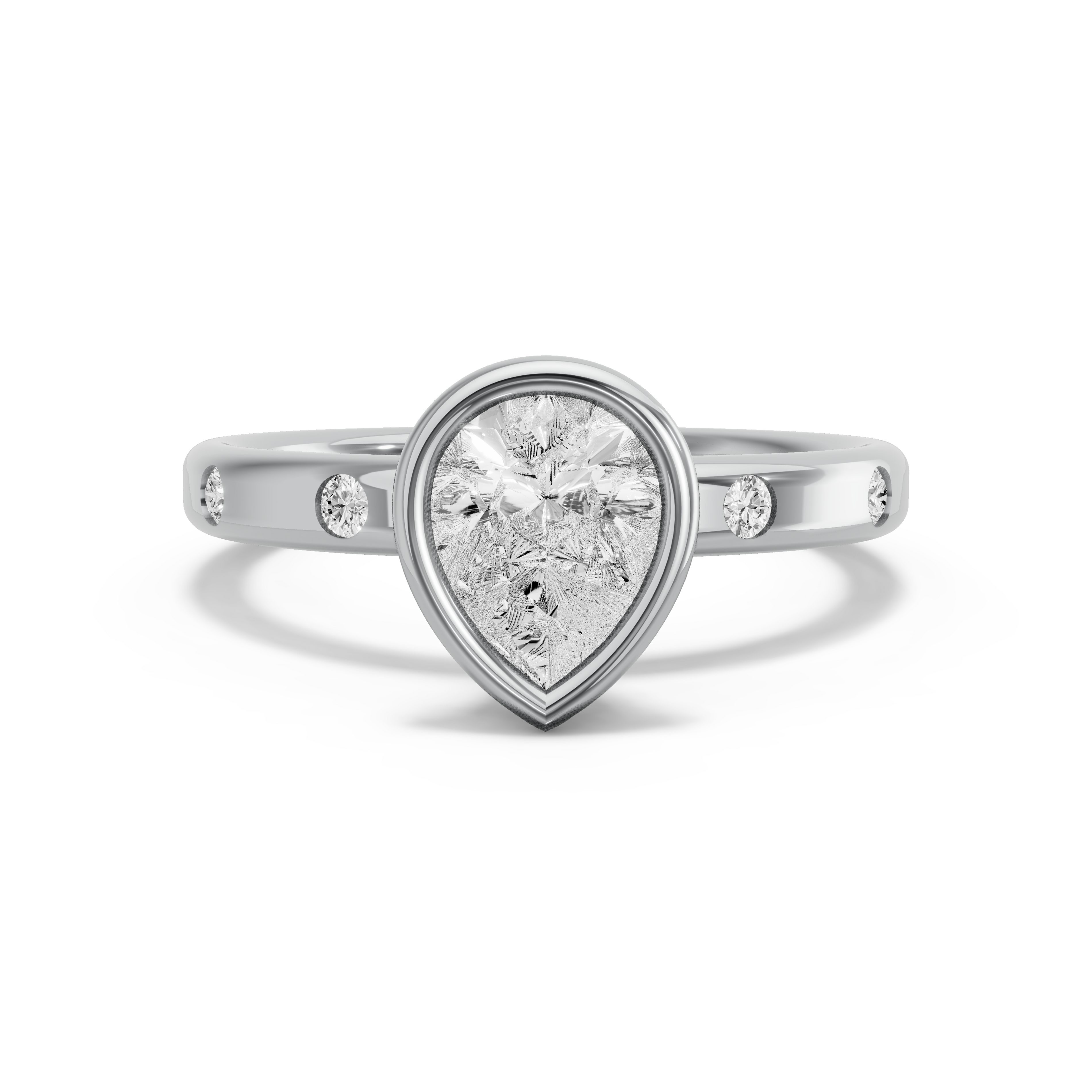 Image for Pear Classic Bezel Ring with Sleek Accent band