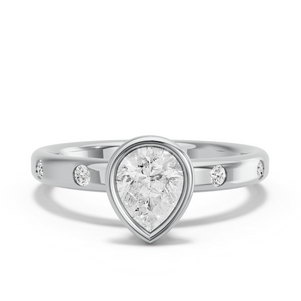 Image for Pear Classic Bezel Ring with Sleek Accent band