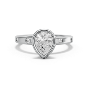 Image for Pear Classic Bezel Ring with Sleek Accent band