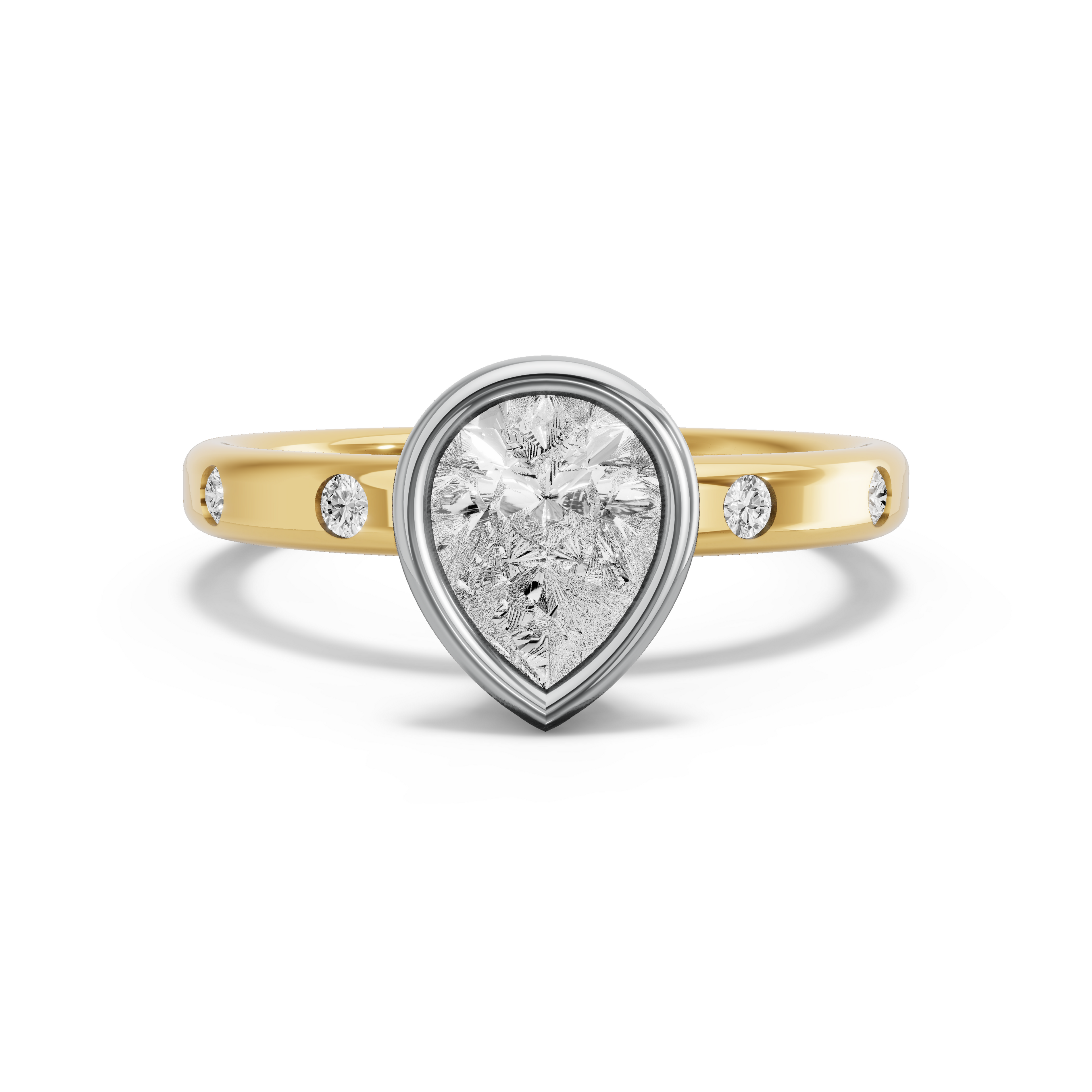 Image for Pear Classic Bezel Ring with Sleek Accent band