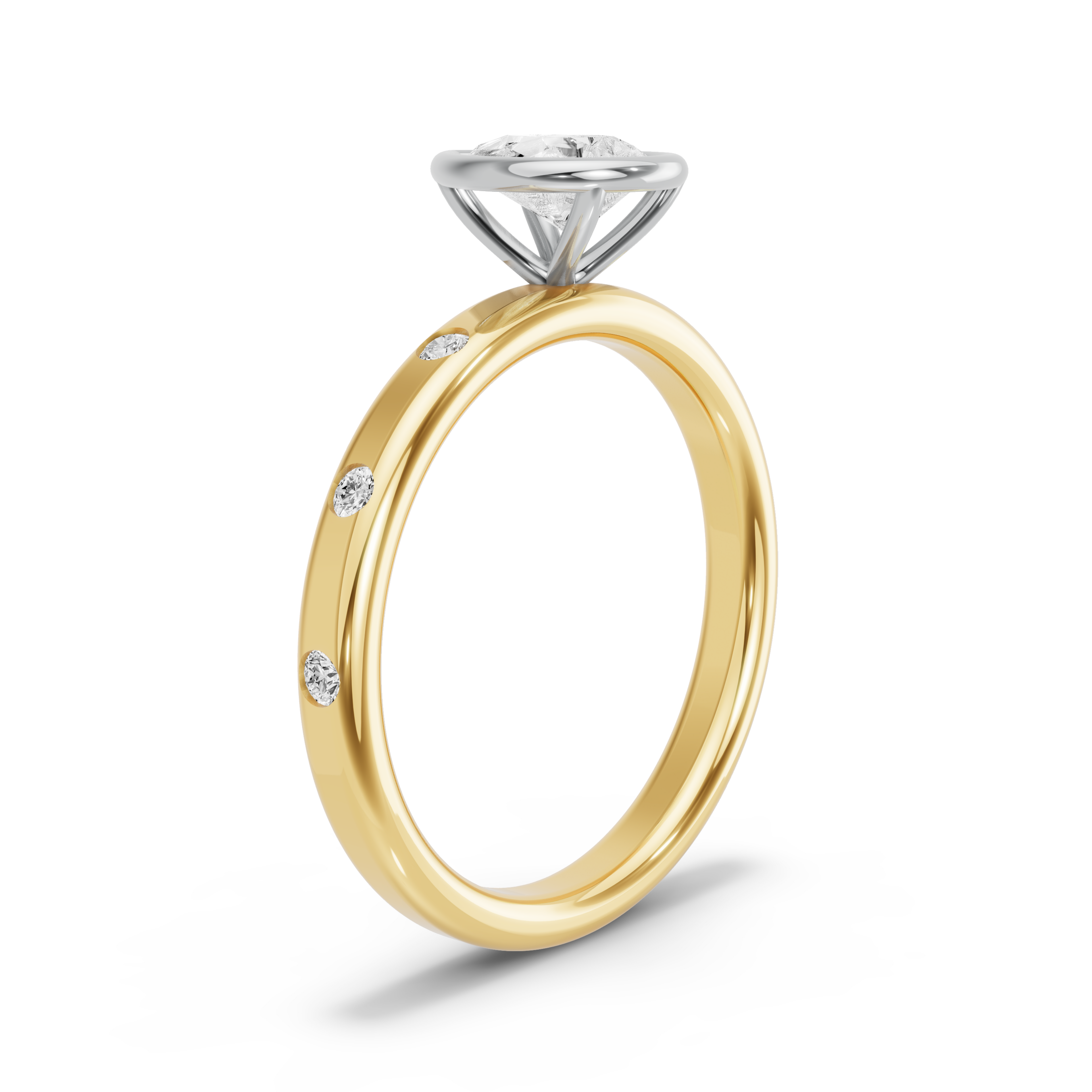 Image for Pear Classic Bezel Ring with Sleek Accent band