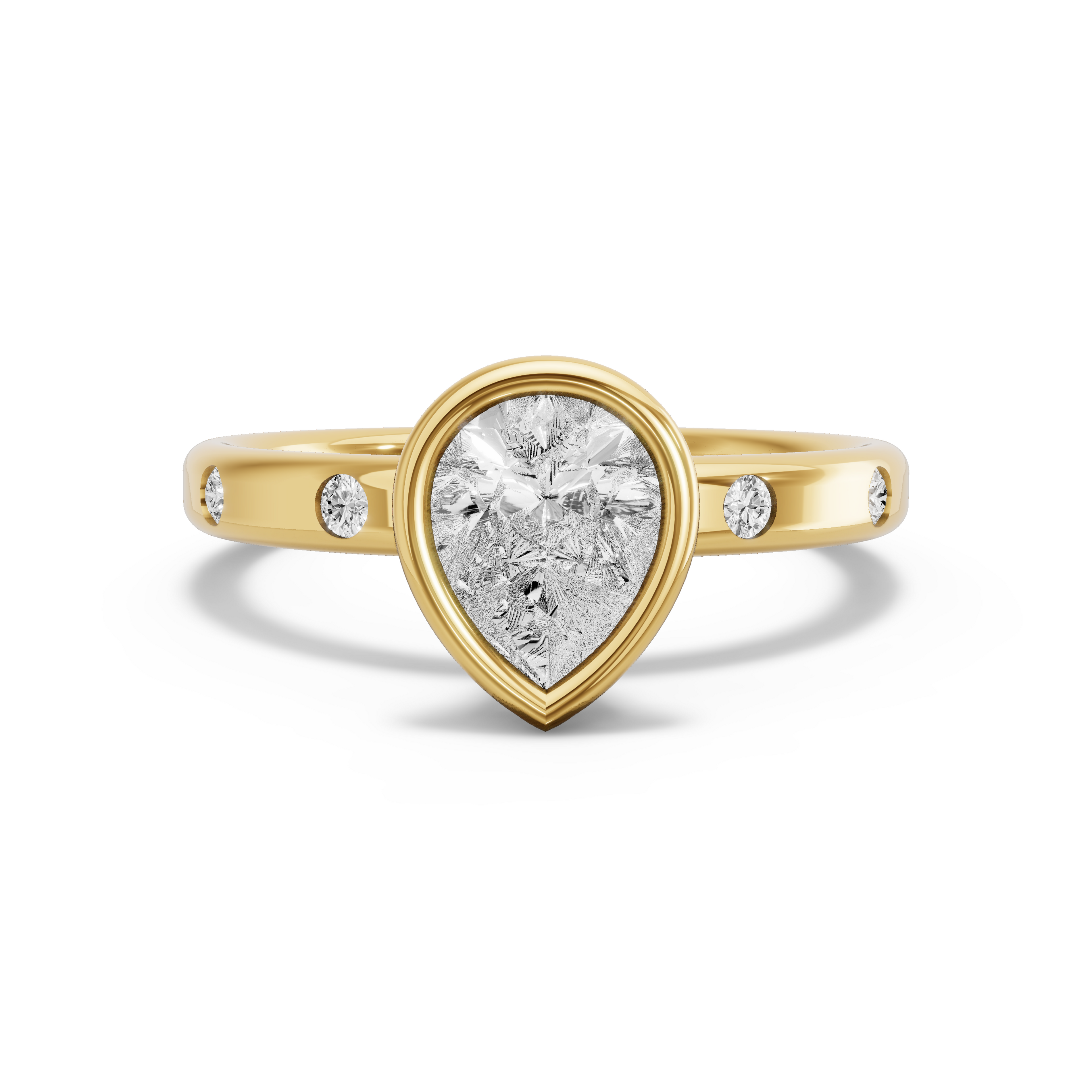 Image for Pear Classic Bezel Ring with Sleek Accent band