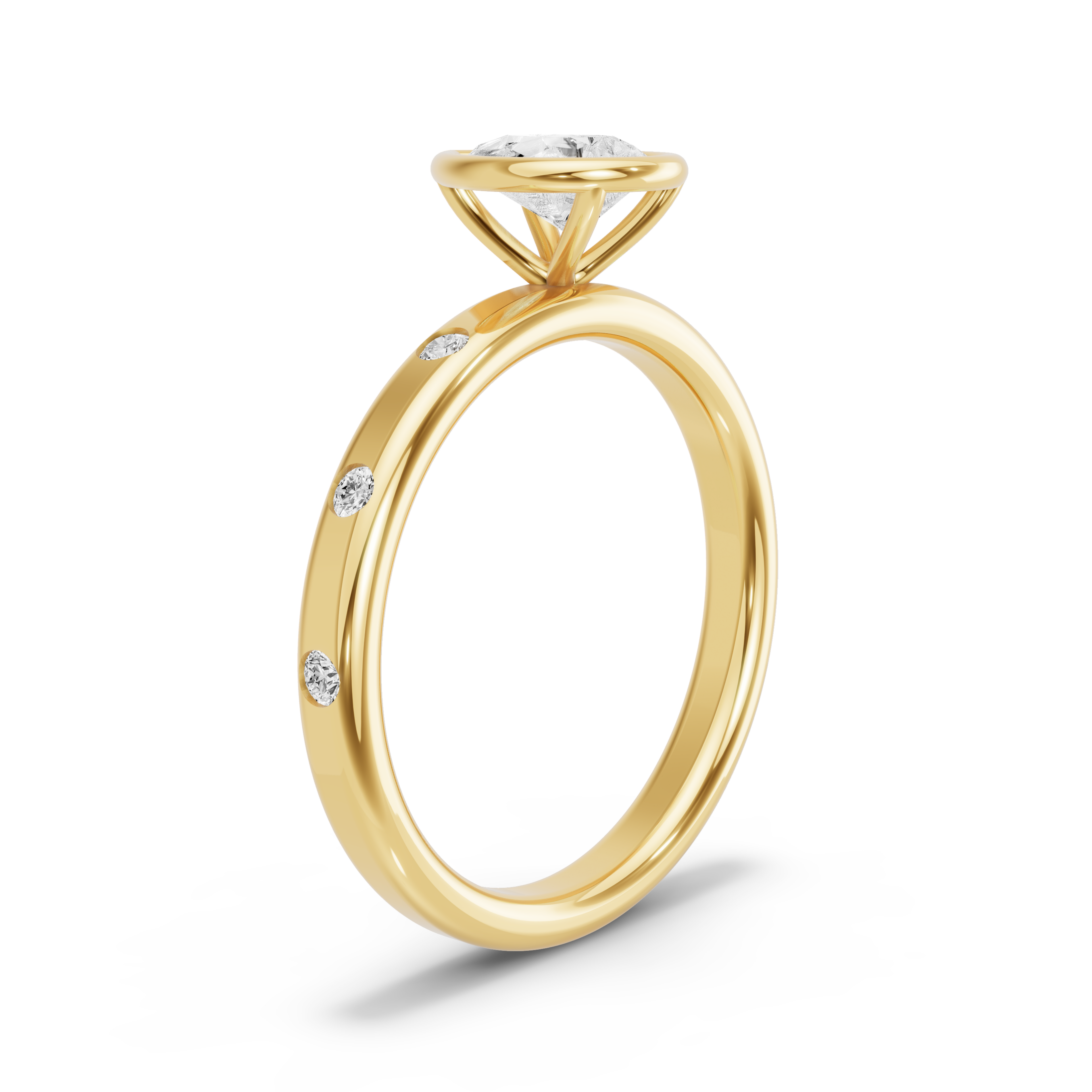 Image for Pear Classic Bezel Ring with Sleek Accent band