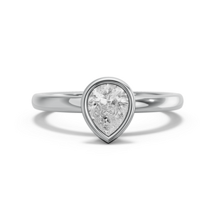 Image for Pear Classic Bezel Ring with Solitaire band in 950 Platinum