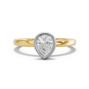 Image for Pear Classic Bezel Ring with Solitaire band in 18K Two Tone Yellow Gold